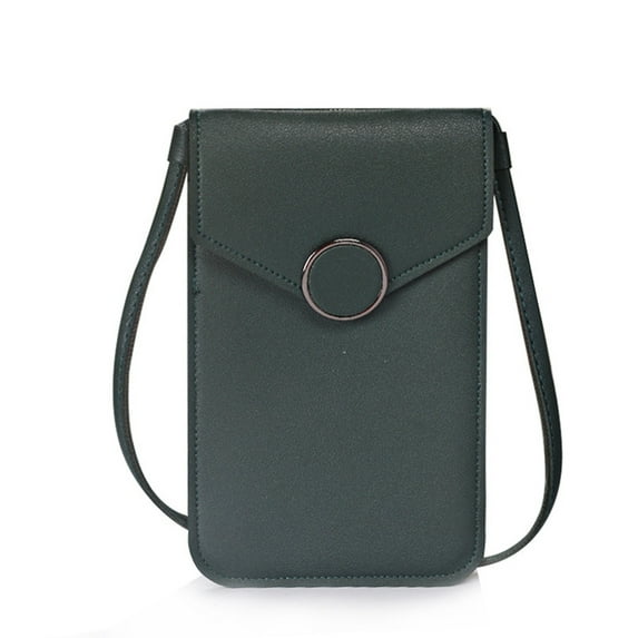 Women's Touchscreen Phone Crossbody Bag with Clear Window, Mini Leather Shoulder Handbag Wallet with Credit Card Slots