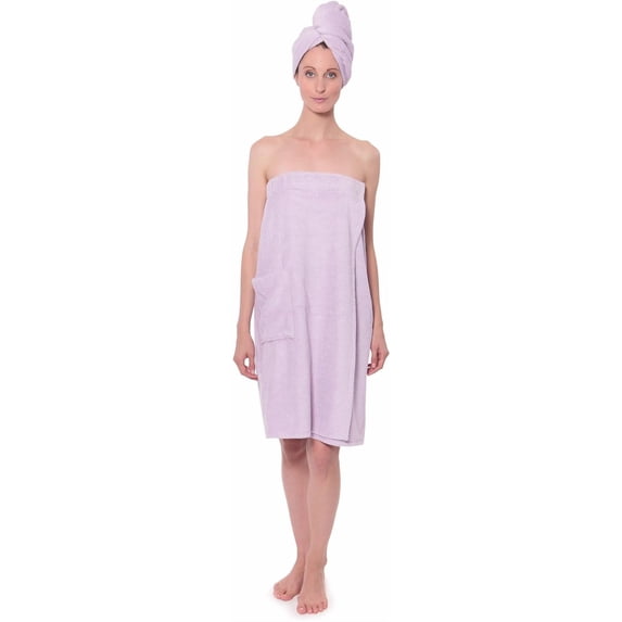 Women's Towel Wrap - Viscose from Bamboo Spa Wrap Set by Texere (Large/X-Large, Lavender Fog)