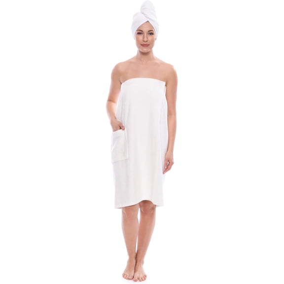 Women's Towel Wrap - Viscose from Bamboo Spa Wrap Set by Texere (The Waterfall, Natural White, Large/X-Large)