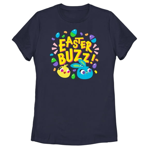 Women's Toy Story 4 Ducky and Bunny Easter Buzz Graphic Tee Navy Blue Medium