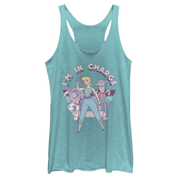 Women's Toy Story Bo Peep In Charge Racerback Tank Top Tahiti Blue Small