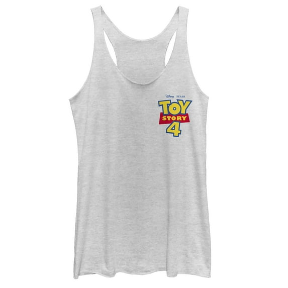 Women's Toy Story Bold Logo Badge Racerback Tank Top White Heather 2X Large