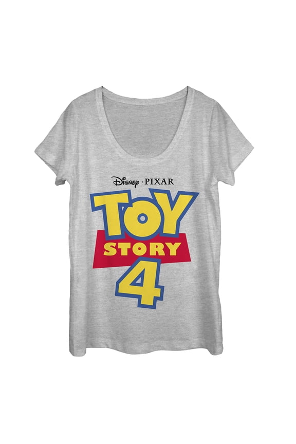 Women's Toy Story Bold Logo  Scoop Neck Athletic Heather Large