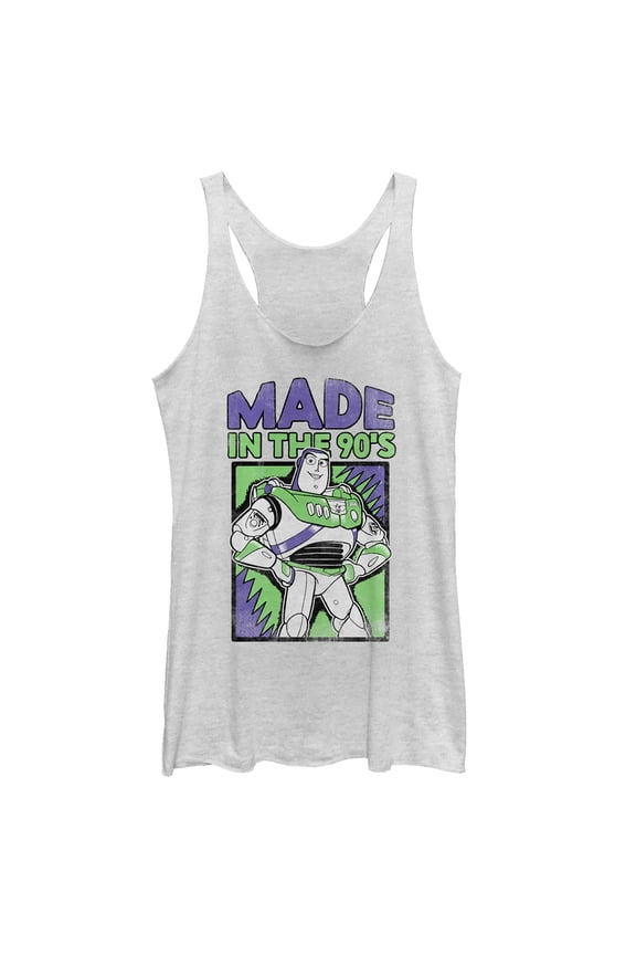Women's Toy Story Buzz Lightyear Made in 90s Racerback Tank Top White Heather Large