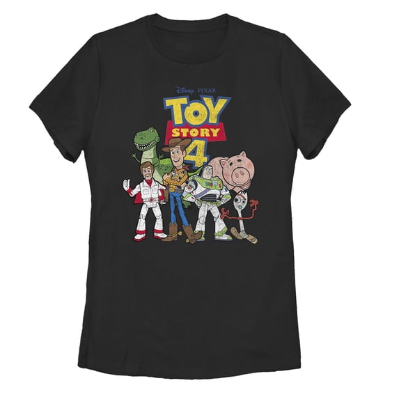 Women's Toy Story Character Logo Party Graphic Tee Black Small