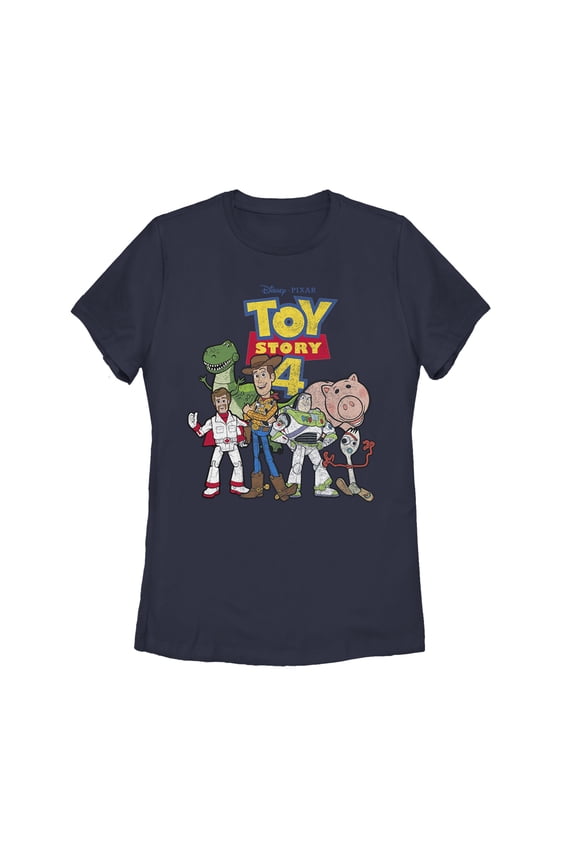 Women's Toy Story Character Logo Party Graphic Tee Navy Blue Medium