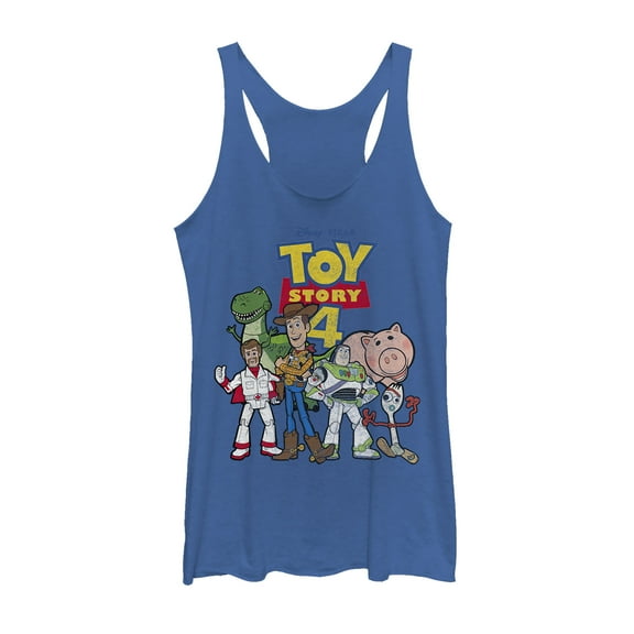 Women's Toy Story Character Logo Party  Racerback Tank Top Royal Blue Heather X Large