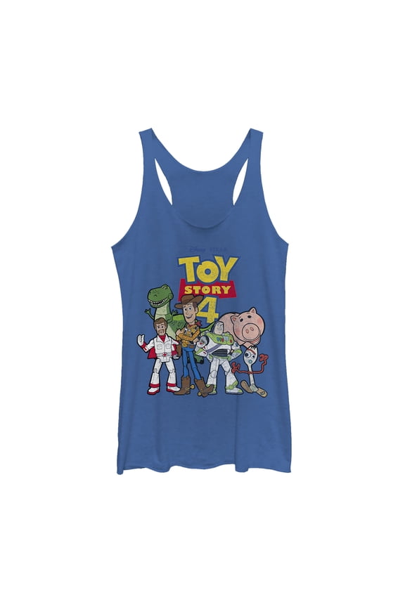 Women's Toy Story Character Logo Party  Racerback Tank Top Royal Blue Heather X Large