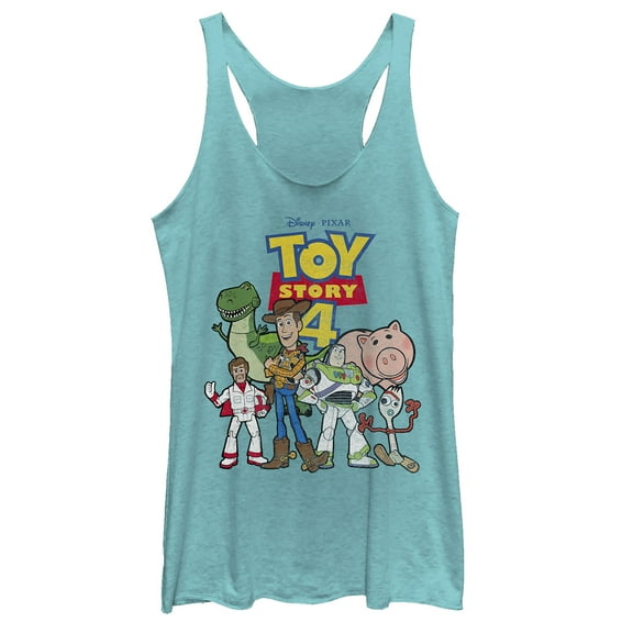 Women's Toy Story Character Logo Party  Racerback Tank Top Tahiti Blue 2X Large