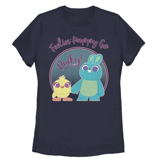 Women's Toy Story Ducky & Bunny Feelin' Happy Graphic Tee Navy Blue Large