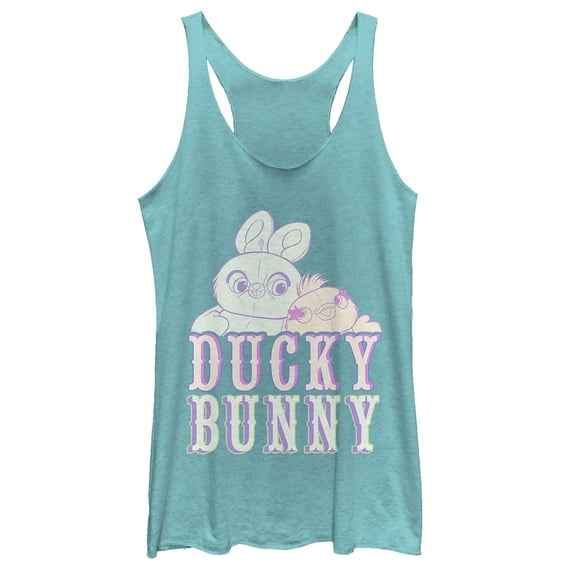 Women's Toy Story Ducky & Bunny Hugs  Racerback Tank Top Tahiti Blue Large