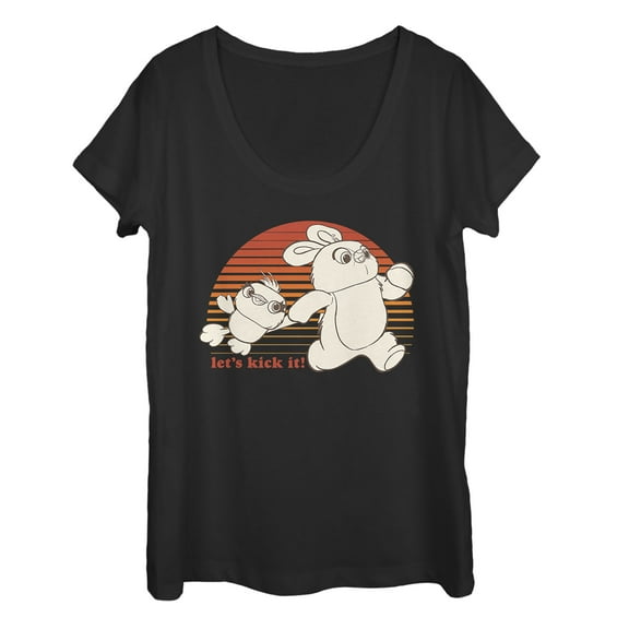 Women's Toy Story Ducky & Bunny Kick It  Scoop Neck Black Large