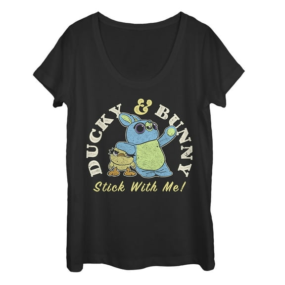 Women's Toy Story Ducky & Bunny Stick With It Motto  Scoop Neck Black Large