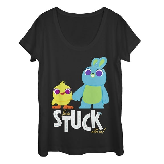 Women's Toy Story Ducky & Bunny Stuck With Us  Scoop Neck Black X Large