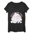 thumbnail image 1 of Women's Toy Story Ducky & Bunny Stuck on You Rainbow  Scoop Neck Black Small, 1 of 3