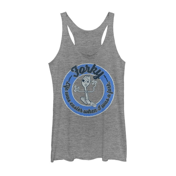Women's Toy Story Forky Life Was Easy  Racerback Tank Top Gray Heather 2X Large