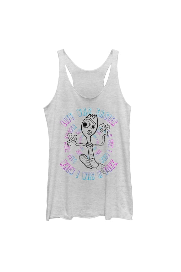 Women's Toy Story Forky Stay Weird Racerback Tank Top White Heather X Large