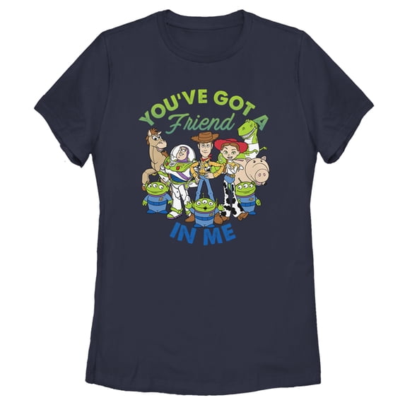 Women's Toy Story Friend in Me Scene Graphic Tee Navy Blue Small