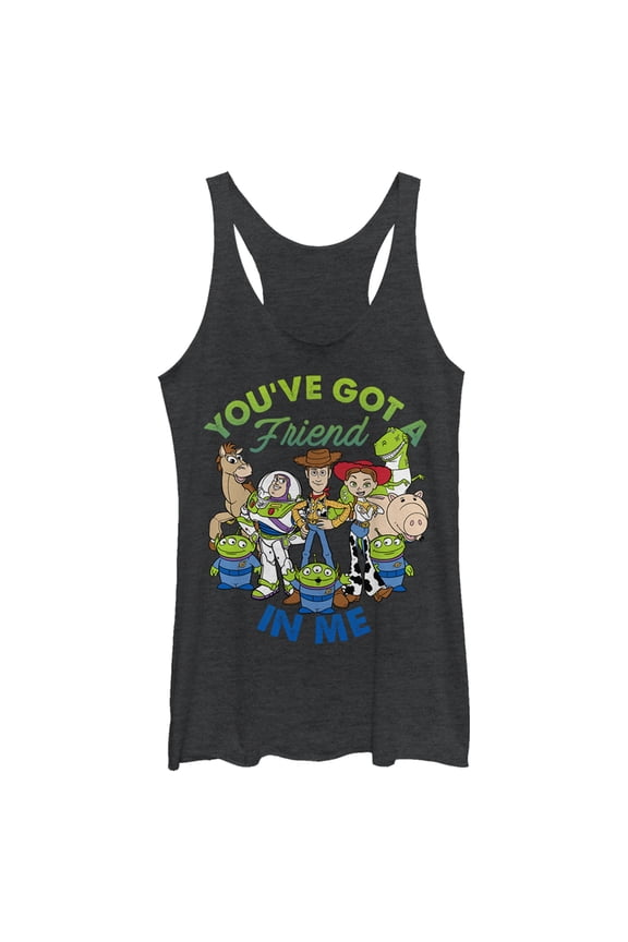 Women's Toy Story Friend in Me Scene Racerback Tank Top Black Heather X Small