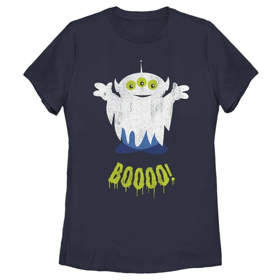 Women's Toy Story Halloween Squeeze Alien Boo Ghosts Graphic Tee Navy Blue Small