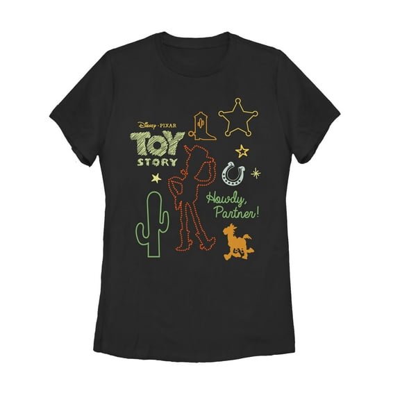 Women's Toy Story Howdy Partner  Graphic Tee Black X Large