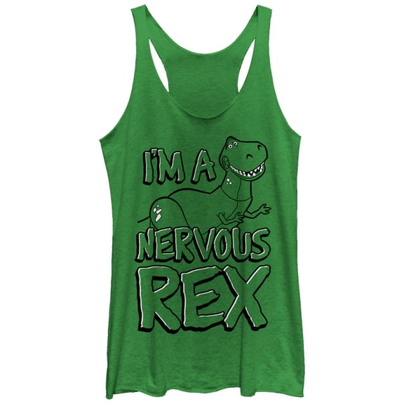 Women's Toy Story Nervous Rex  Racerback Tank Top Envy Green Small