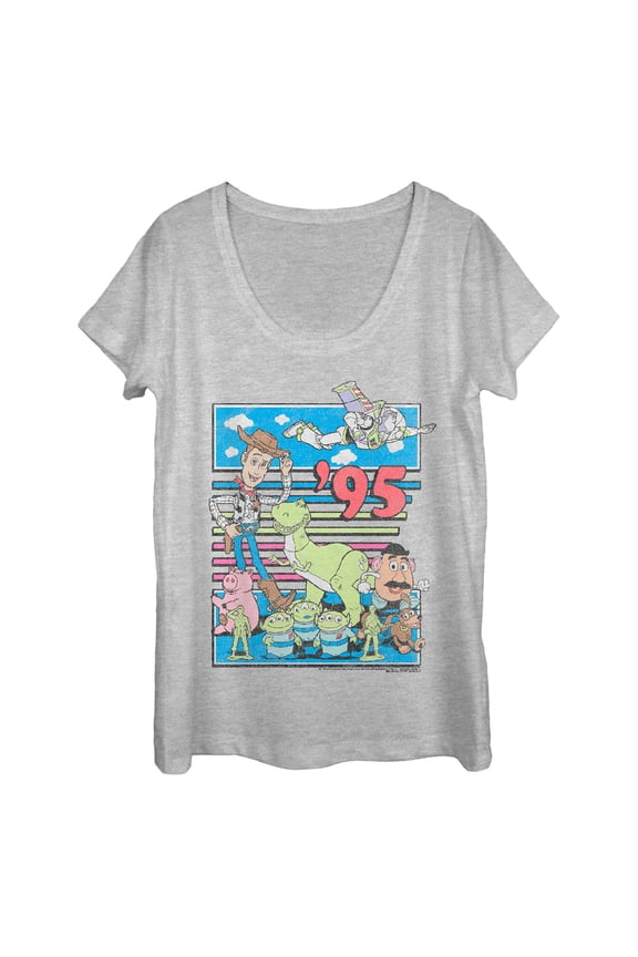 Women's Toy Story Retro Best Friend Toys Scoop Neck Athletic Heather X Large