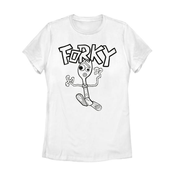 Women's Toy Story Running Forky  Graphic Tee White 2X Large