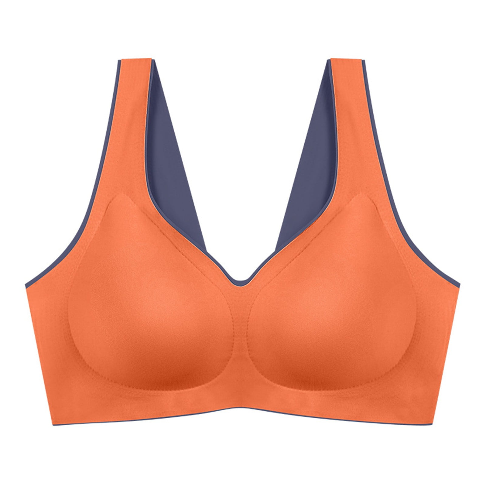 Women's Traceless Underwear Women's Sports Gathering Bra Adjustable  Retractor Anti Drop Bra Orange M