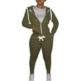 thumbnail image 1 of Women's Tracksuit 2Pcs Outfits Sets Casual Long Sleeve Zipper Hoodie+Sweatpants Joggers Solid Color Sweatsuit Sports Activewear, 1 of 13