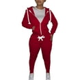 thumbnail image 1 of Women's Tracksuit 2Pcs Outfits Sets Casual Long Sleeve Zipper Hoodie+Sweatpants Joggers Solid Color Sweatsuit Sports Activewear, 1 of 13