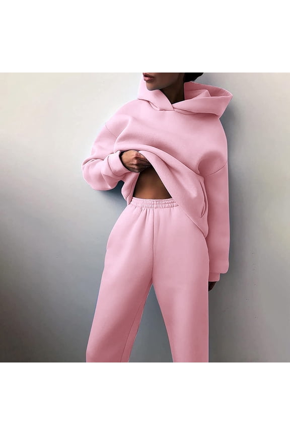 Women's Tracksuit Casual Solid Long Sleeve Hooded Sport Suits Autumn Warm Hoodie Sweatshirts And Long Pant Two Piece Sets All Romper Womens Fitted Suit Jumpsuit Outfit Wedding Guest Womens Ski Warm up