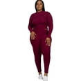 thumbnail image 1 of Women's Tracksuit Plus Size 2 Piece Outfits Ribbed Mock Neck Long Sleeve Top Workout Jogger and Leggings Pants Set, 1 of 3