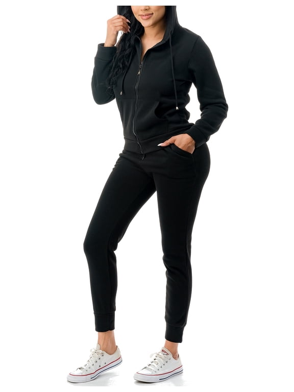 Women's 2 Piece Tracksuit Set Warm Fleece Lined Full Zip Hoodie & Jogger Sweatpants- Sweatsuit Plus Size Available S-3XL
