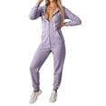 thumbnail image 1 of Women's Tracksuit Set Casual Zip Up Hoodie With Drawstring Pants Outfit For Daily Wear Comfortable Suit For Fall Winter Season Size XXL, 1 of 4