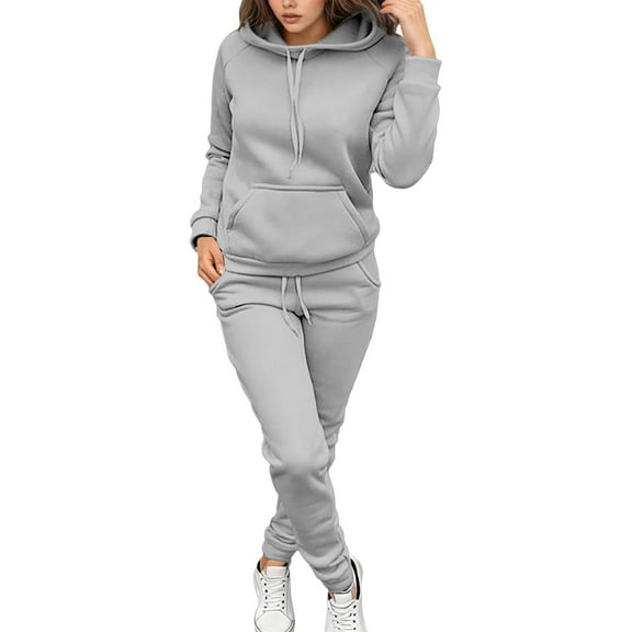 Women's Tracksuit Set Winter Fall Casual Hooded Sweatshirt With Pants Two Piece Outfit Comfortable Athletic Wear pajama short sets for women 4 piece