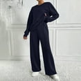 thumbnail image 1 of Women's Tracksuit Sets Pullover Oversized Crewneck Sweatshirt Wide Leg Pants 2 Piece Loungewear Outfits with Pockets New Loungewear Sets for Women Navy XL, 1 of 9
