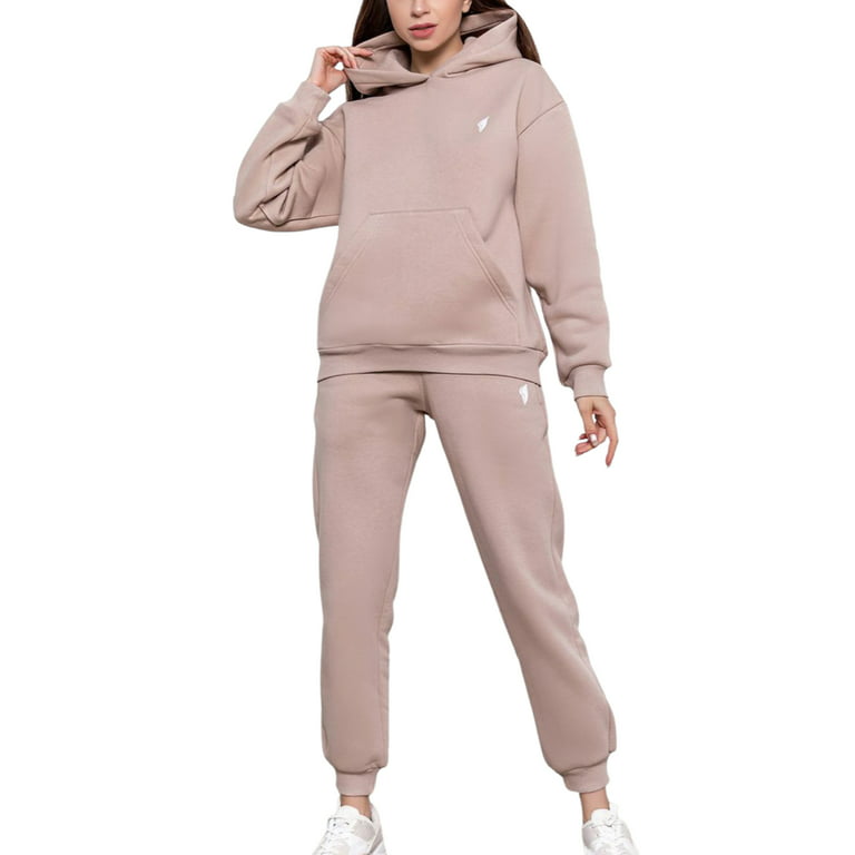 Women's Tracksuits 2Pcs Outfit Sweatsuit Winter Sets Hooded Long