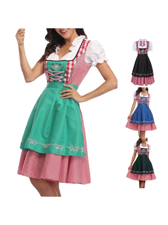 Women's Traditional Bavarian Oktoberfest Dirndl Dress And Corset Set