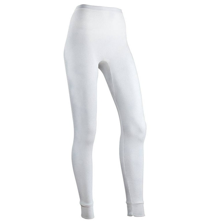 Women's Traditional Long Johns Pants Cotton Polyester Thermals 4XL White