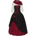 thumbnail image 1 of Women's Traditional Scottish Plaid Dress Highland Renaissance Reenactment Christmas Outlander Gown, 1 of 8