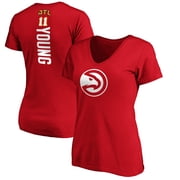 Womens Trae Young Red Atlanta Hawks Playmaker Name & Number V-Neck T-Shirt