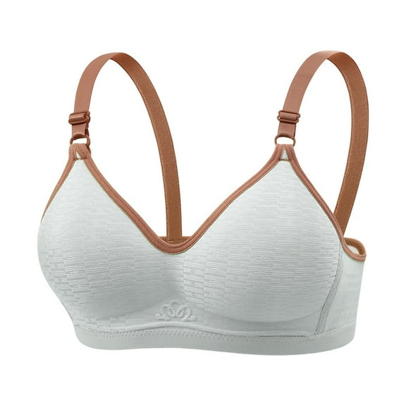 Women's Training Bra Cotton Wireless Adjustable Straps Breathable Bras Bras for Older Women 2025 Upgraded Front Closure Bras for Seniors Full Support Wireless Bralette No Underwire Bra Blue 32