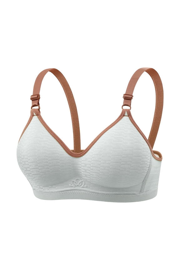 Women's Training Bra Cotton Wireless Adjustable Straps Breathable Bras Bras for Older Women 2025 Upgraded Front Closure Bras for Seniors Full Support Wireless Bralette No Underwire Bra Blue 32