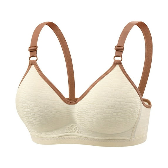 Women's Training Bra Cotton Wireless Adjustable Straps Breathable Bras Bras for Older Women 2025 Upgraded Front Closure Bras for Seniors Full Support Wireless Bralette No Underwire Bra Beige 32