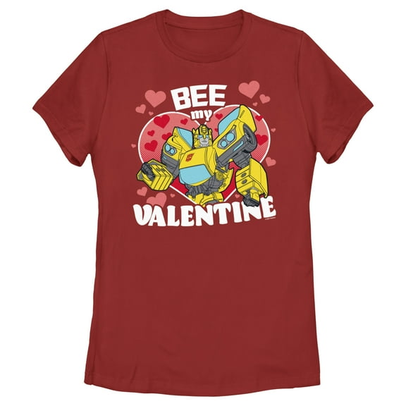 Women's Transformers Bumblebee Bee My Valentine  Graphic Tee Red Large