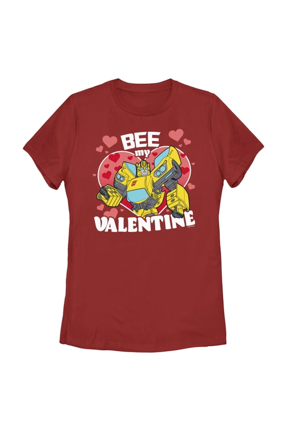 Women's Transformers Bumblebee Bee My Valentine Graphic Tee Red Medium