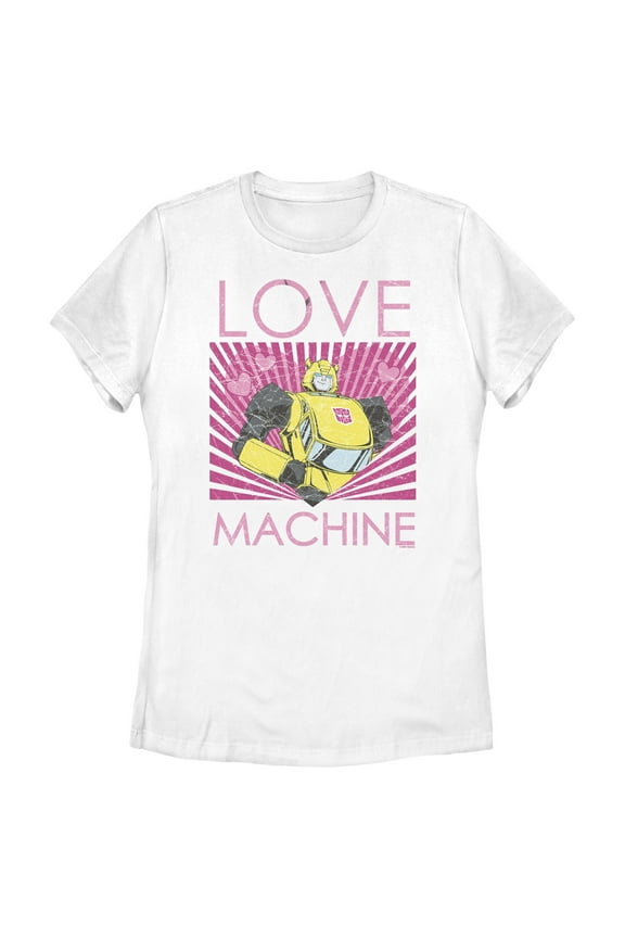 Women's Transformers Bumblebee Love Machine Graphic Tee White 2X Large