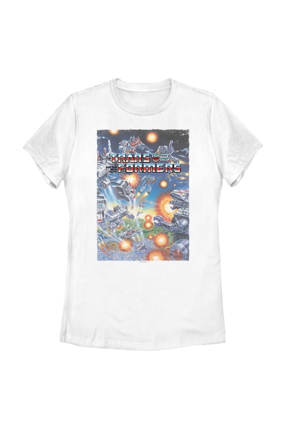 Women's Transformers City Battle Poster Graphic T-Shirt