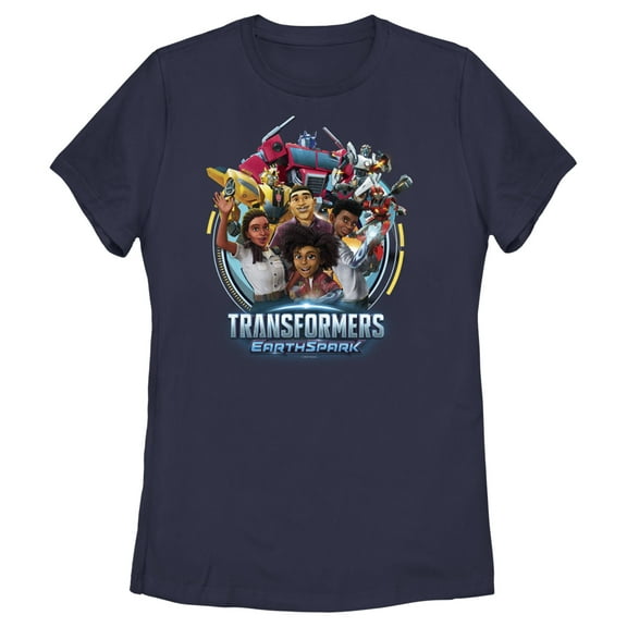 Women's Transformers: EarthSpark Group Portrait Graphic Tee Navy Blue Small